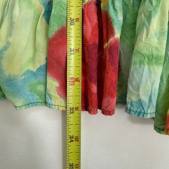 VTG Jams World Womens Mini Dress M Green Colorful Floral Ruffle Hawaiian Beach - Picture 5 of 13